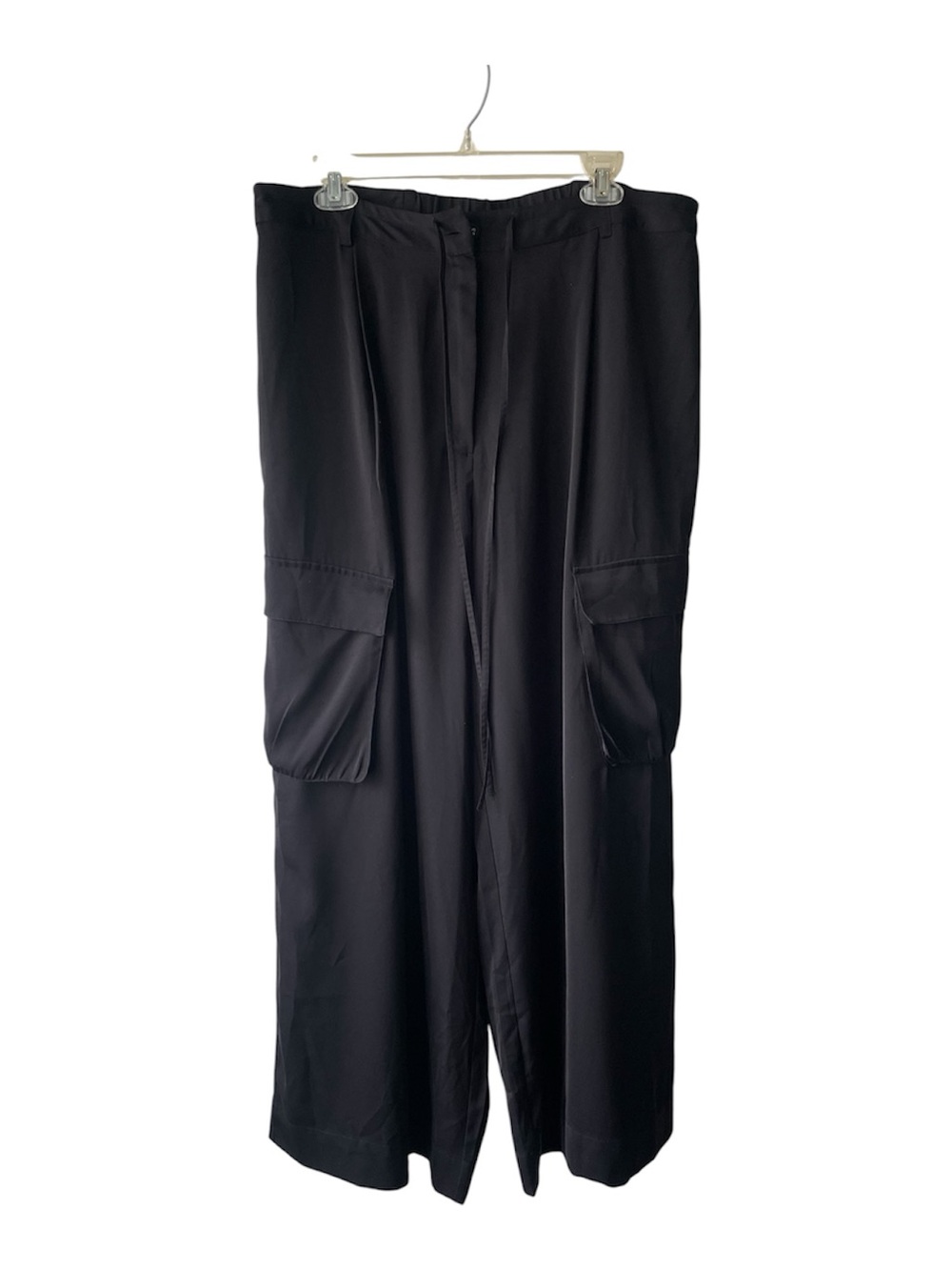 Black Wide-Leg Cargo Jumpsuit Pants for Women